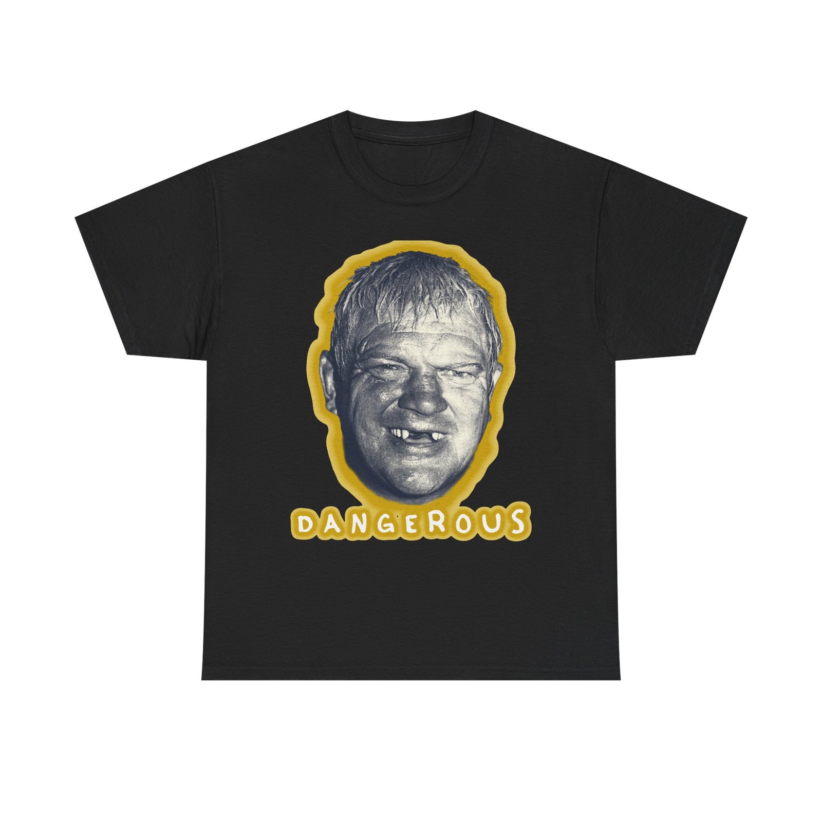 T-Shirt — "Dangerous" Face Graphic Tee, Vintage Horror Vibe