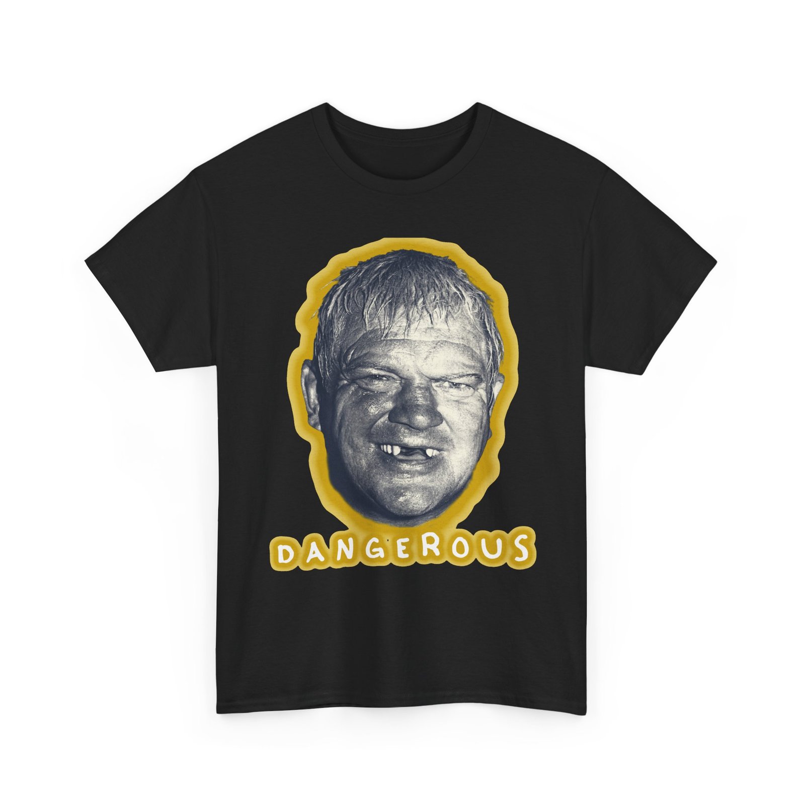 T-Shirt — "Dangerous" Face Graphic Tee, Vintage Horror Vibe - Image 3